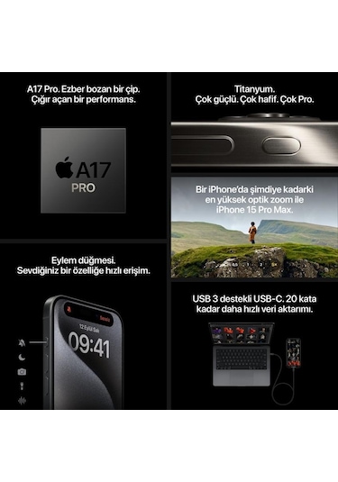 Apple İPhone 15 Pro Max 512 GB Mavi Titanyum (Outlet)