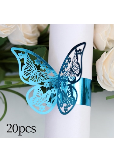 Suntek 20x Kağıt Peçete Halkaları Dekor Sahipleri Serviette Yansıtıcı Mavi