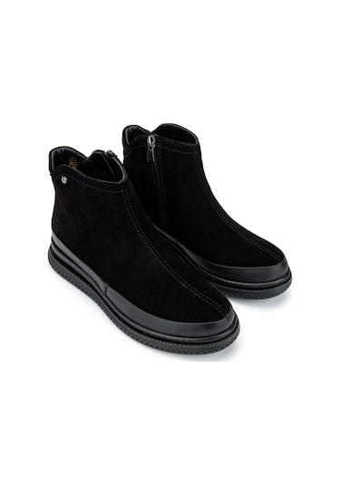 Tamer Tanca Kadın Hakiki Deri Siyah Süet Casual Bot 599 23005-1 Bn Bot Sk24-25 Sıyah Suet Siyah Süet