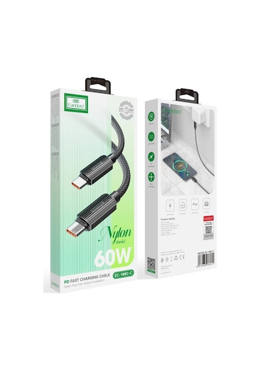 Earldom EC-188CC 1 M 60W Hasırlı Type-C To Type-C Pd Hızlı Şarj Kablosu M414