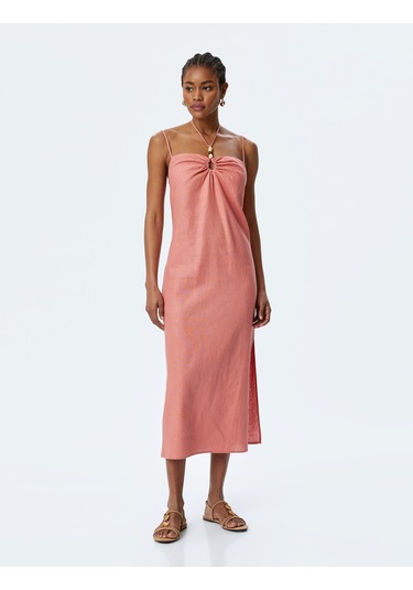 Koton Büzgü Detaylı Boncuklu İnce Askılı Uzun Keten Elbise Koyu Pembe 5sak80065ew Koyu Pembe Koton Büzgü Detaylı Boncuklu İnce Askılı Uzun Keten Elbise Koyu Pembe 5sak80065ew Koyu Pembe