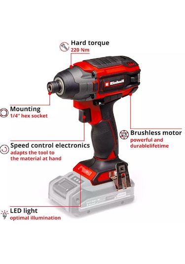 Einhell TP-CI 18/220 Li BL - Solo Akülü Darbeli Vidalama (Akü ve Şarj Hariç) - 4510085