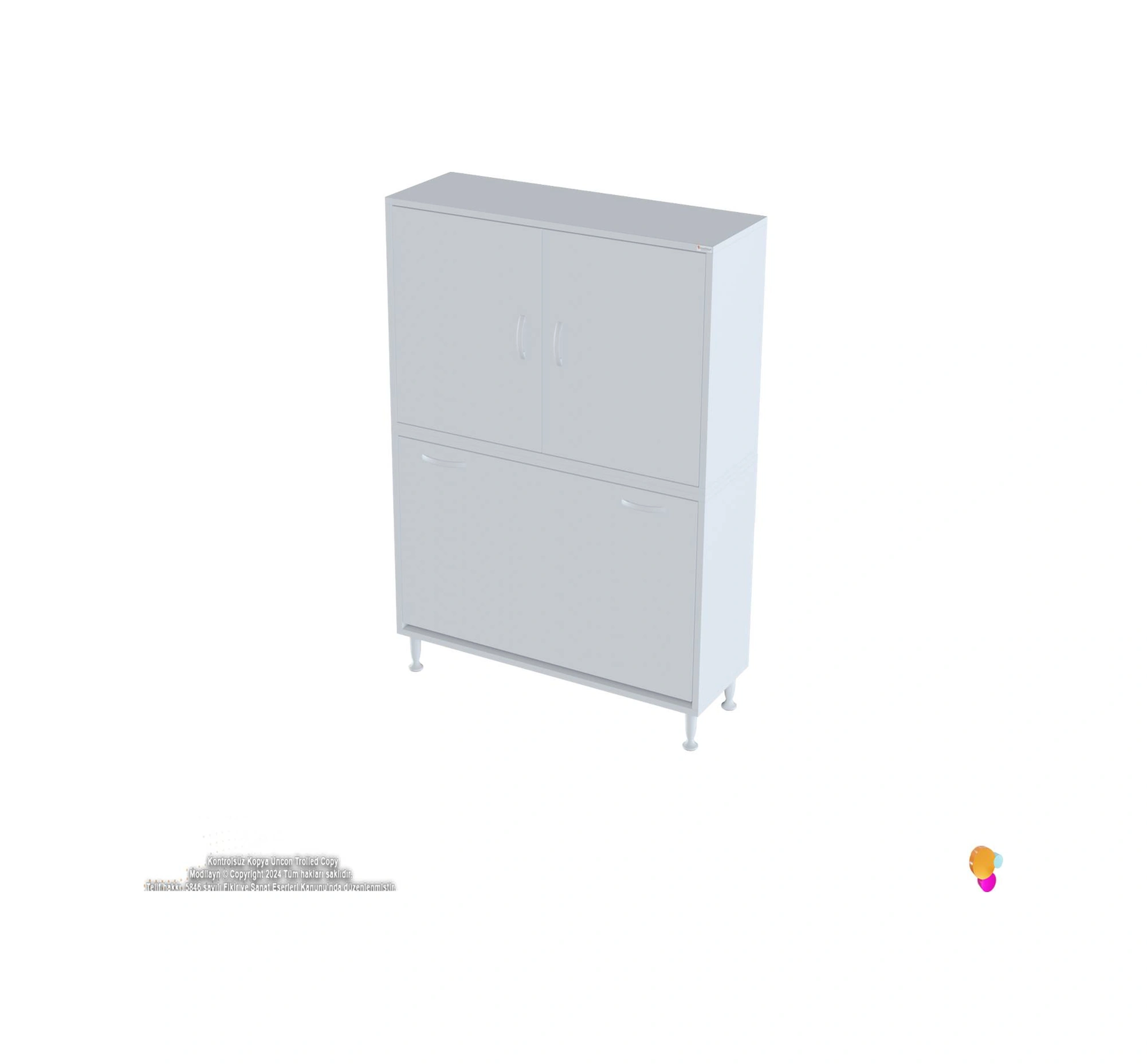 Esil Çok Amaçlı Dolap Kapak İçi Çift Raflı, Üç Akıllı Çamaşır Sepetli Dolap 90x138x32,5 Cm Beyaz