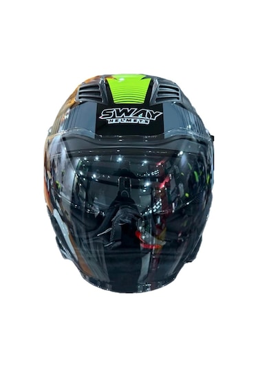 Sway SW-766 Geko Çenesiz Güneş Gözlüklü Kask Sarı Siyah