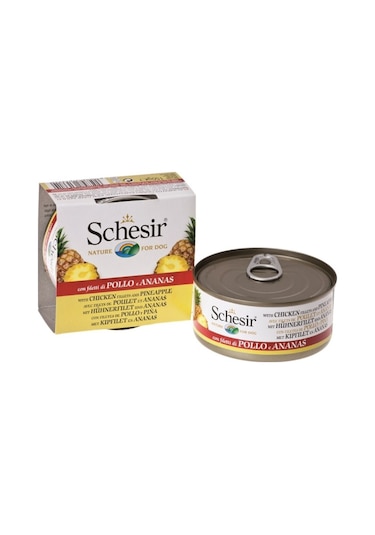 Schesir Tavuklu ve Ananaslı Konserve Yetişkin Köpek Maması 150 G