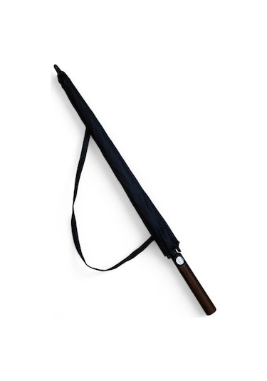 Baginn Erkek Şemsiye Siyah Renk Baston Protokol Şemsiye 110 Cm Çap 95 Cm Boy Çift Tenteli 8 Telli 001