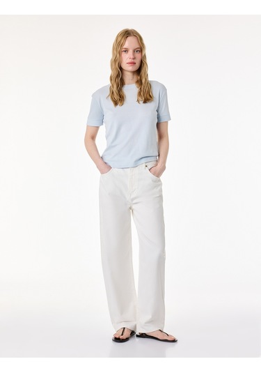 Koton Slim Fit Kısa Kollu Bisiklet Yaka Basic Tişört Mavi 6sak50400ek