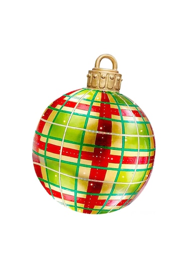 Hfambition Noel Dekorasyonu: 60cm Çaplı 80cm Yüksek E Kırmızı Desenli Havalandırılabilir Ağaç Topu - Dış Mekan Bayram Atmosferi Oluşturucu Oyuncak Çok Renkli