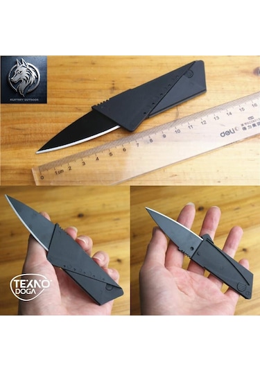 3 Adet Cüzdan Tipi Katlanabilir Kart Kamp Bıçak 14cm Ultra Hafif Kamp Çakı Siyah