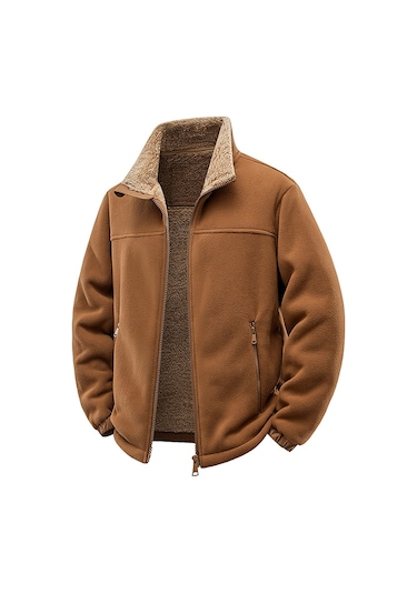 Erkek Dik Yaka Polar Ceket, Sonbahar Ve Kış Stili, Kalınlaştırılmış Polar Günlük Sweatshirt, Bol Kesimli Ceket Lacivert