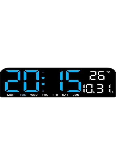Teltree Büyük Ekranlı Led Masa Saati - Modern Tasarım, Duvar/masa Üstü Kullanıma Uygun, Mavi Işık Pil Dahil Değil Mavi
