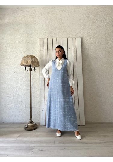 Bebe Mavisi Tüvit A-kesim Jile Elbise