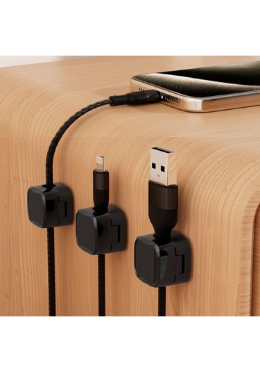 Gajeena Siyah Manyetik Kabloluk Düzenleyici - Masaüstü Araç İçin Otomatik Yapışkan, Kolay Kullanım, Dayanıklı Malzeme 1 Adet