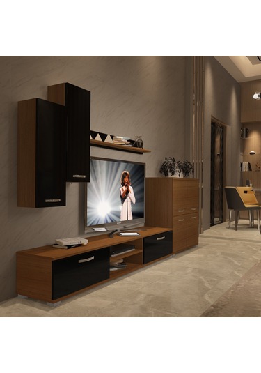 Decoraktiv Eko 6 Mdf Dvd Tv Ünitesi Tv Sehpası Ceviz - Siyah