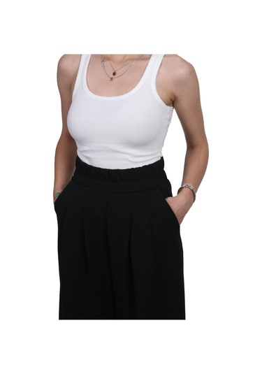 Kadın Modal Kumaş Havuç Kesim Siyah Pantolon Siyah