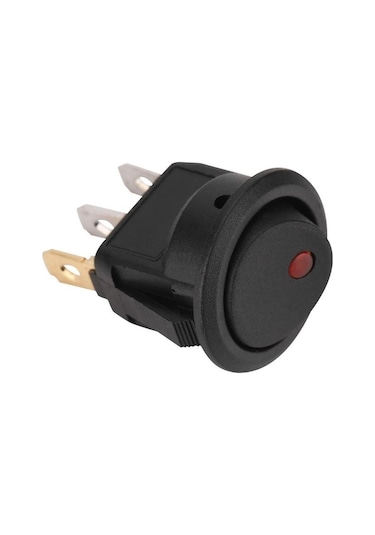 12 V Kırmızı Ledli Mini Yuvarlak Anahtar 1-0 Siyah Rocker Switch