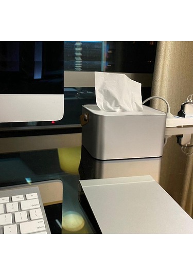 Ganzhoushop Çok İşlevli Mendil Saklama Kutusu Saplı Basit Masaüstü Mendil Düzenleyicigri