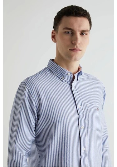 Gant Erkek Mavi Regular Fit Klasik Yaka Çizgili Gömlek-14901
