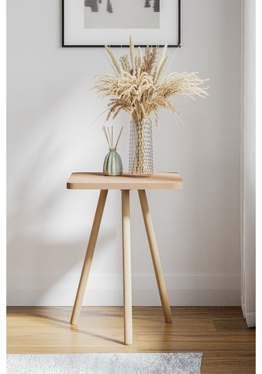 İntergo Kare Tasarımlı Ahşap Ayaklı Tekli Zigon Sehpa Cappucino