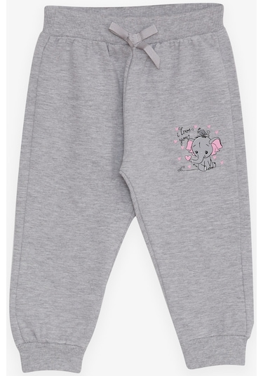 Breeze Kız Bebek Eşofman Altı Bebek Fil Baskılı 6 Ay-2 Yaş, Gri Melanj