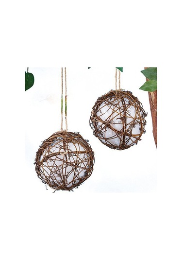 Neevoyu Doğal Rotang Ve Pamuk Kuş Yuvası, 10cm Kuş Oyuncakları, Kumaş Yeme Topu, Evcil Kuşlar İçin El Yapımı Asa Yuvası