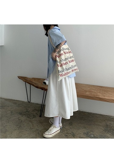 Sones Yüksek Bel Drape Etek Bol Ve İnce Orta Uzunlukta A Kesim Etek Beyaz