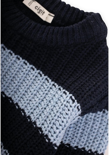 Selanik Çizgili Triko Kazak 2-8 Yaş Lacivert Lacivert