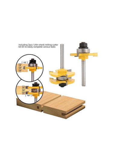 Singree 2 Adet Ahşap Freze Ucu - T Şekilli 3 Dişli 1/4" Saplı - Ahşap, Mdf Ve Tavşan Dilli Tahta İçin Dayanıklı Alüminyum Alaşımlı Uçlar