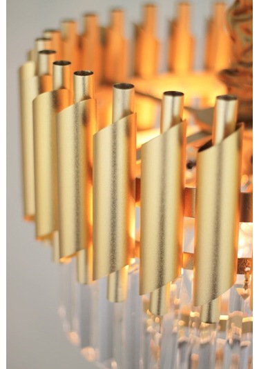 Palmira 55'lik Kristal Taşlı Lüks Avize - Sarı-yaldız Sarı Yaldız