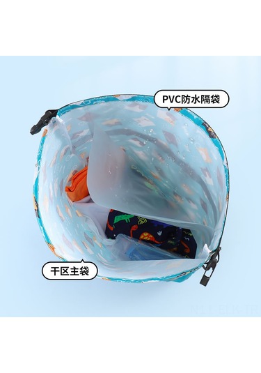 Xindoker Küçükler İçin Büyük Boy Sarı Dinozor Desenli Su Geçirmez Plaj Çantası - İç/dis Suyu Ayıran Çıkış Seyahat Sırt Çantası Sarı