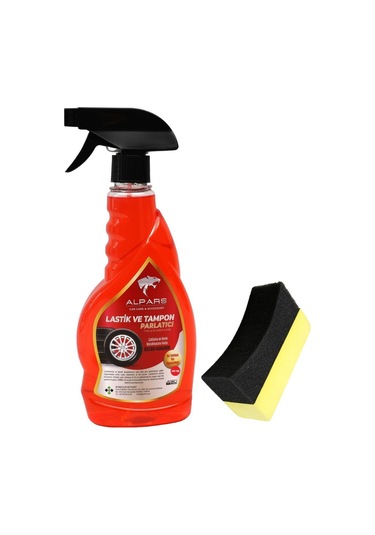 Alpars Araba Lastik Parlatıcı Tampon Parlatıcı 500 ML + Lastik Sünger 2'li Set