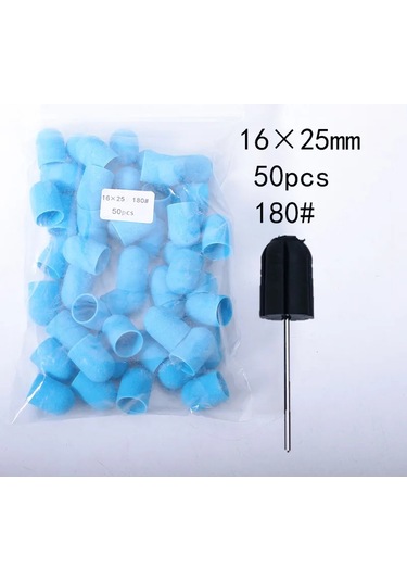 50 Adet Mavi Tırnak Zımpara Kapakları Tırnak Matkap Ucu 5 Boyutu Parlatma Tırnak Sanat Dönen Çapak Kaldırmak Sinekler Manikür Ekipmanları Aksesuarları Kahverengi