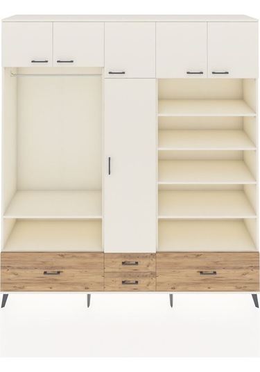 Hyperion Dolap 18 Raflı 4 Çekmeceli Tek Askılı 220x44x243 Aytaşı-aytaşı/çam Aytası/atlas Çam