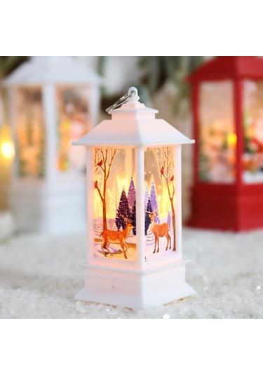 Qingmipy Pilli Çalışan Noel Feneri - Geyik/kardan Adam/melek/noel Baba Şeklinde Asılı Dekoratif Aydınlatma Çok Renkli