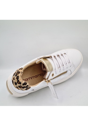 Mammamia D25ka-7305 Beyaz Hakiki Deri Kadın Deri Sneaker Beyaz