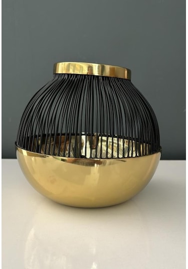 Lamedor Skult Gold Black Medıum T-lıght Holder 18x18x14 Cm