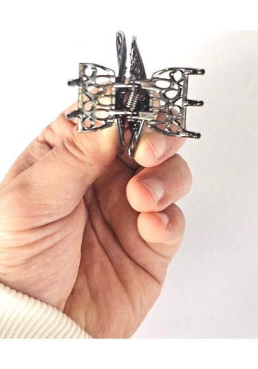 Kelebek Model Siyah Antrasit Renk 7 Cm Orta Boy Metal Saç Tokası Siyah