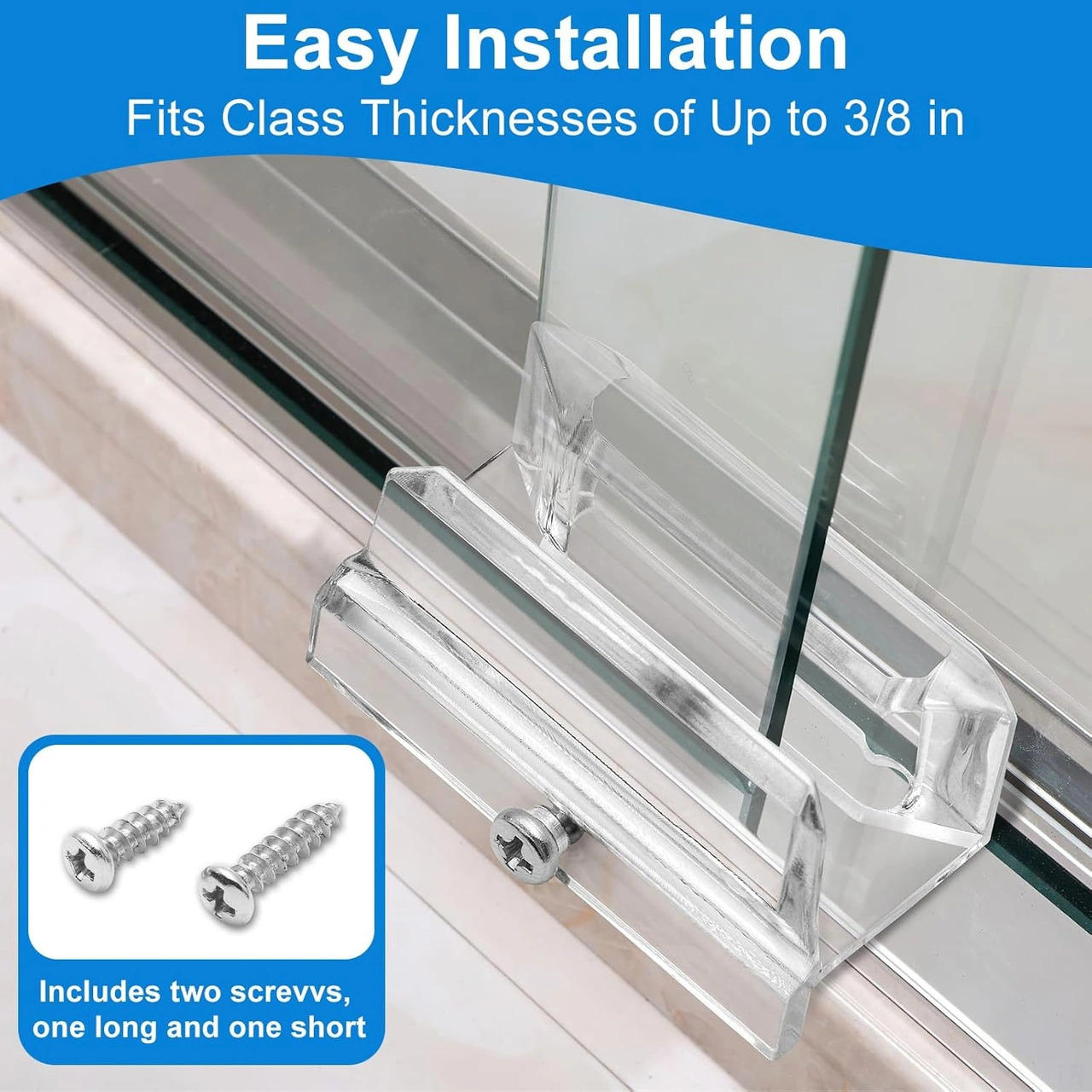 Dofolink 3/8 İnç Cam Kayar Duş Kapısı İçin Akrilik Şeffaf Alt Ray Rehberi - 2 Parça Vidalı Tamir Parçası Diğer