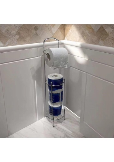 Suntek Dikey Tuvalet Kağıdı Tutucu Kağıt Rulo Pratik Demir Gümüş