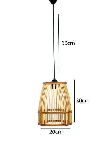 Rustik Bambu Serisi Lavinia Ahşap Sarkıt Avize Ahşap