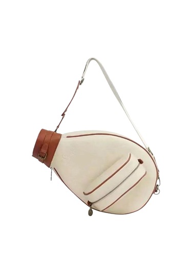 Suntek Tenis Çantası Omuz Kadın Erkek Açık Beyaz-kahverengi