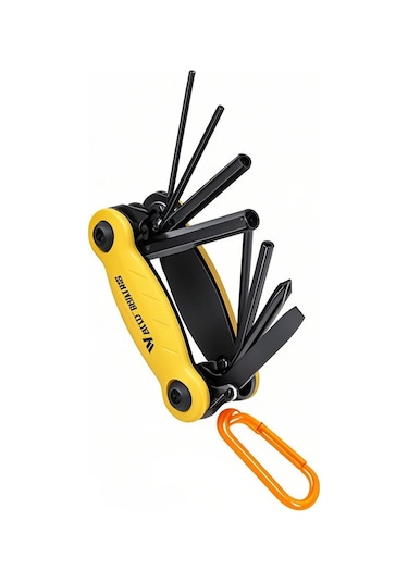 Yaozixa S2 Çelik 8'li Kloplu Bisiklet Tamir Aracı - Antirüzgar, Yüksek Sertlik, Taşınabilir, Sarı Çok Renkli