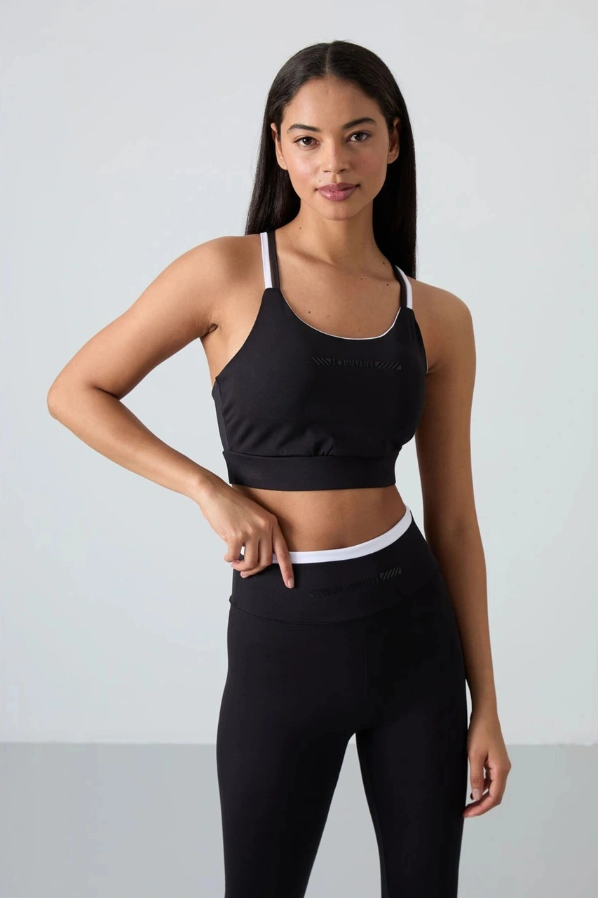 Tommy Life Siyah Polyester Esnek Standart Fit Performans Kadın Tayt Takım 95333 SiYAH