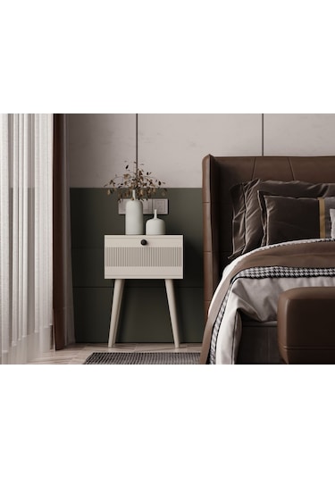 Melura Komodin %100 Mdf Lake Boyalı Ahşap Ayak Kumtaşı