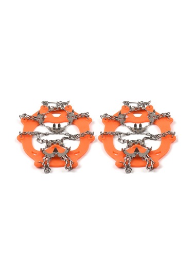 Wezone Paslanmaz Çelik 24 Dişli Buz Tırnağı - Kar Buz Kaydırmaz Ayakkabı Aksesuarı Portakal