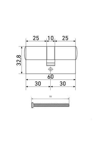 Loid Kilit Silindiri İçin Larva Anahtarlı 60 Mm 25-10-25 , Ab 210110273