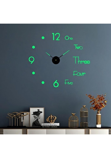 UpWay 40 cm Duvar Saati Sessiz Çerçevesiz Fosforlu Kendinden Yapı Yeşil