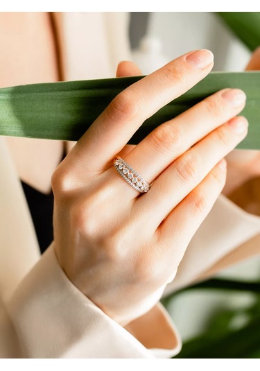 Lamponi 925 Ayar Gümüş Taşlı Yaldızlı Nikah Yüzüğü 203735669 Altın