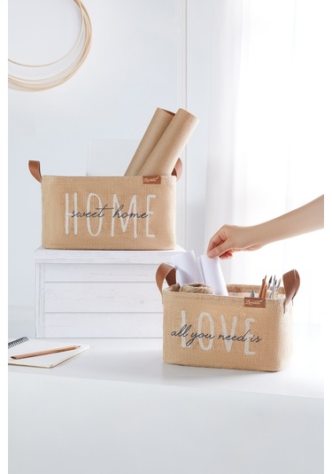 Ocean Home Textile 2'li Astarlı Jüt Sepet Set