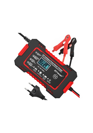 Mufunye 12v Akıllı Akü Şarj Cihazı 4-100ah, Agm/gel/sla Aküller İçin, Sıcaklık Tamiri, Lcd Ekranlı, Tüberkül Korumalı, Avrupa Standartı Kırmızı